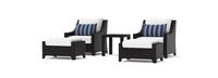 Deco™ 5 Piece Sunbrella® Outdoor Club Chair & Ottoman Set - Centered Ink