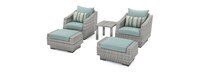 Cannes™ 5 Piece Club Chair and Ottoman Set - Bliss Blue