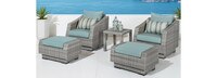 Cannes™ 5 Piece Club Chair and Ottoman Set - Bliss Blue
