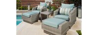Cannes™ 5 Piece Club Chair and Ottoman Set - Bliss Blue