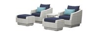 Cannes™ 5 Piece Polyester Outdoor Club Chair & Ottoman Set - Blue