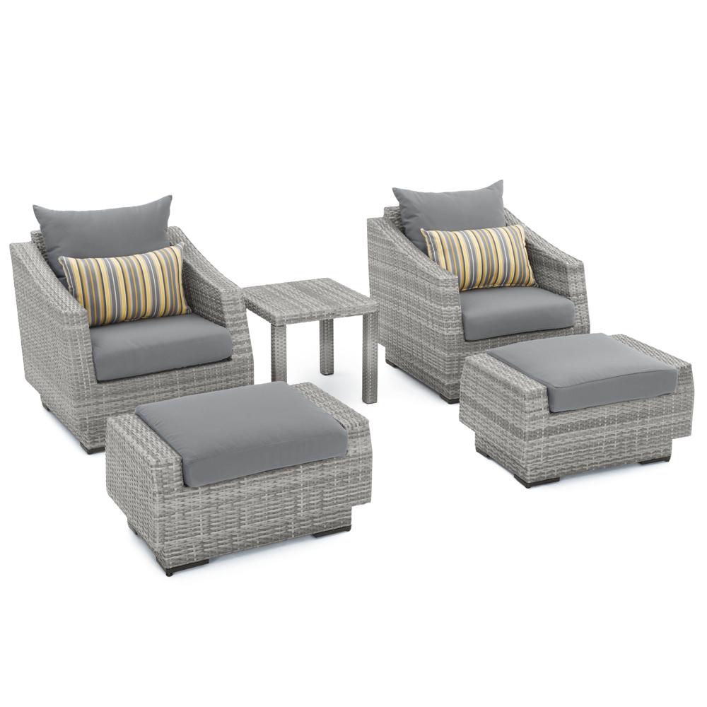 Cannes™ 5 Piece Sunbrella® Outdoor Club Chair & Ottoman Set - Charcoal Gray