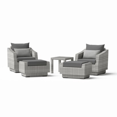 Cannes™ 5 Piece Sunbrella® Outdoor Club Chair & Ottoman Set - Charcoal Gray
