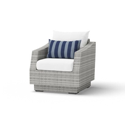 Cannes™ 5 Piece Sunbrella® Outdoor Club Chair & Ottoman Set - Centered Ink