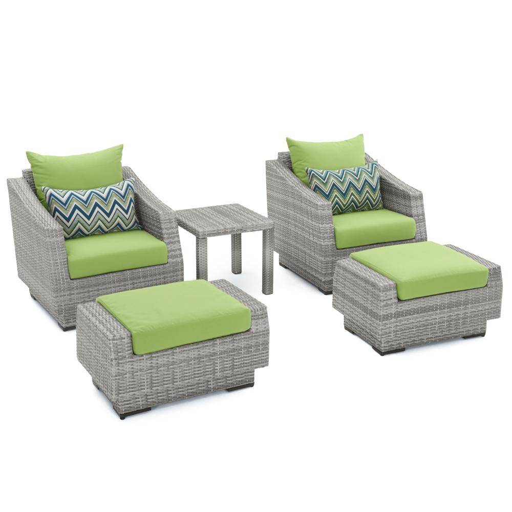 Cannes™ 5 Piece Club Chair and Ottoman Set - Ginkgo Green