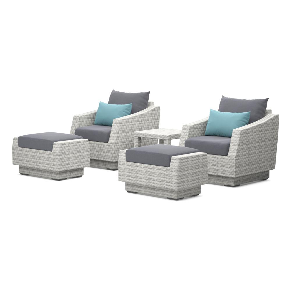 Cannes 5 Piece Club Chair and Ottoman Set - Gray