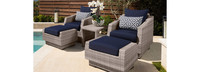 Cannes™ 5 Piece Sunbrella® Outdoor Club Chair & Ottoman Set - Spa Blue