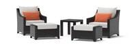 Deco™ 5 Piece Sunbrella® Outdoor Club Chair & Ottoman Set - Cast Coral