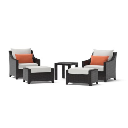 Deco™ 5 Piece Sunbrella® Outdoor Club Chair & Ottoman Set - Cast Coral