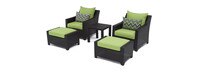 Deco™ 5 Piece Sunbrella® Outdoor Club Chair & Ottoman Set - Ginkgo Green