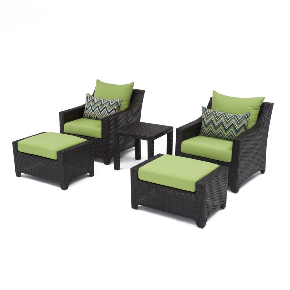 Deco™ 5 Piece Sunbrella® Outdoor Club Chair & Ottoman Set - Ginkgo Green