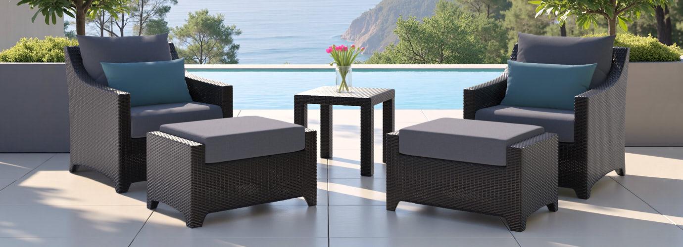 Deco™ 5 Piece Outdoor Club Chair & Ottoman Set - Olefin Gray
