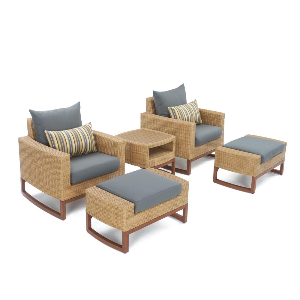 Mili™ 5 Piece Sunbrella® Outdoor Club Chair & Ottoman Set - Charcoal Gray