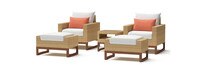 Mili™ 5 Piece Sunbrella® Outdoor Club Chair & Ottoman Set - Cast Coral