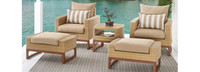 Mili™ 5 Piece Sunbrella® Outdoor Club Chair & Ottoman Set - Maxim Beige