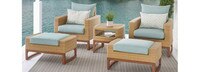 Mili™ 5 Piece Sunbrella® Outdoor Club Chair & Ottoman Set - Maxim Beige