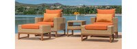 Mili™ 5 Piece Sunbrella® Outdoor Club Chair & Ottoman Set - Maxim Beige
