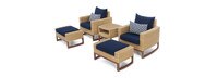 Mili™ 5 Piece Sunbrella® Outdoor Club Chair & Ottoman Set - Navy Blue