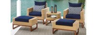 Mili™ 5 Piece Sunbrella® Outdoor Club Chair & Ottoman Set - Navy Blue