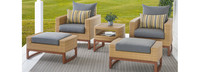 Mili™ 5 Piece Sunbrella® Outdoor Club Chair & Ottoman Set - Navy Blue