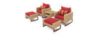 Mili™ 5 Piece Club Chair & Ottoman Set - Sunset Red