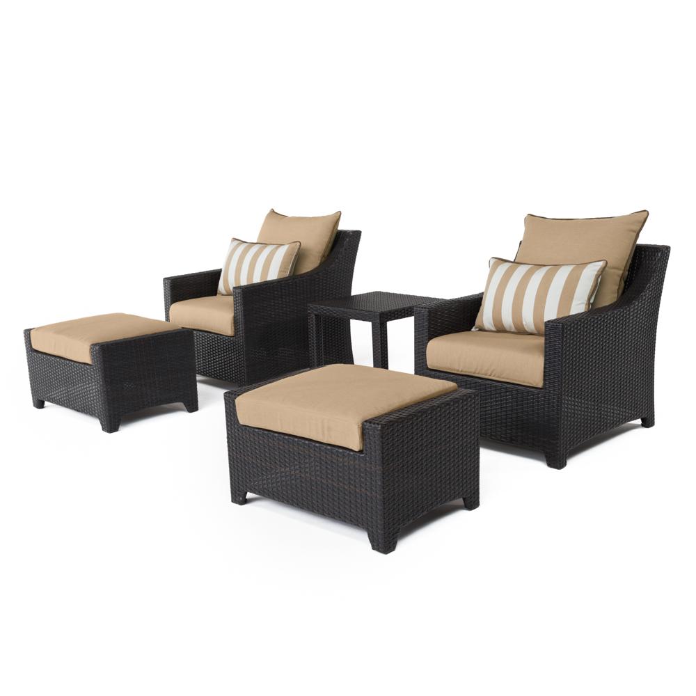 Deco™ 5 Piece Sunbrella® Outdoor Club Chair & Ottoman Set - Maxim Beige
