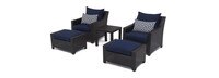 Deco™ 5 Piece Sunbrella® Outdoor Club Chair & Ottoman Set - Navy Blue