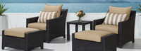 Deco™ 5 Piece Sunbrella® Outdoor Club Chair & Ottoman Set - Navy Blue