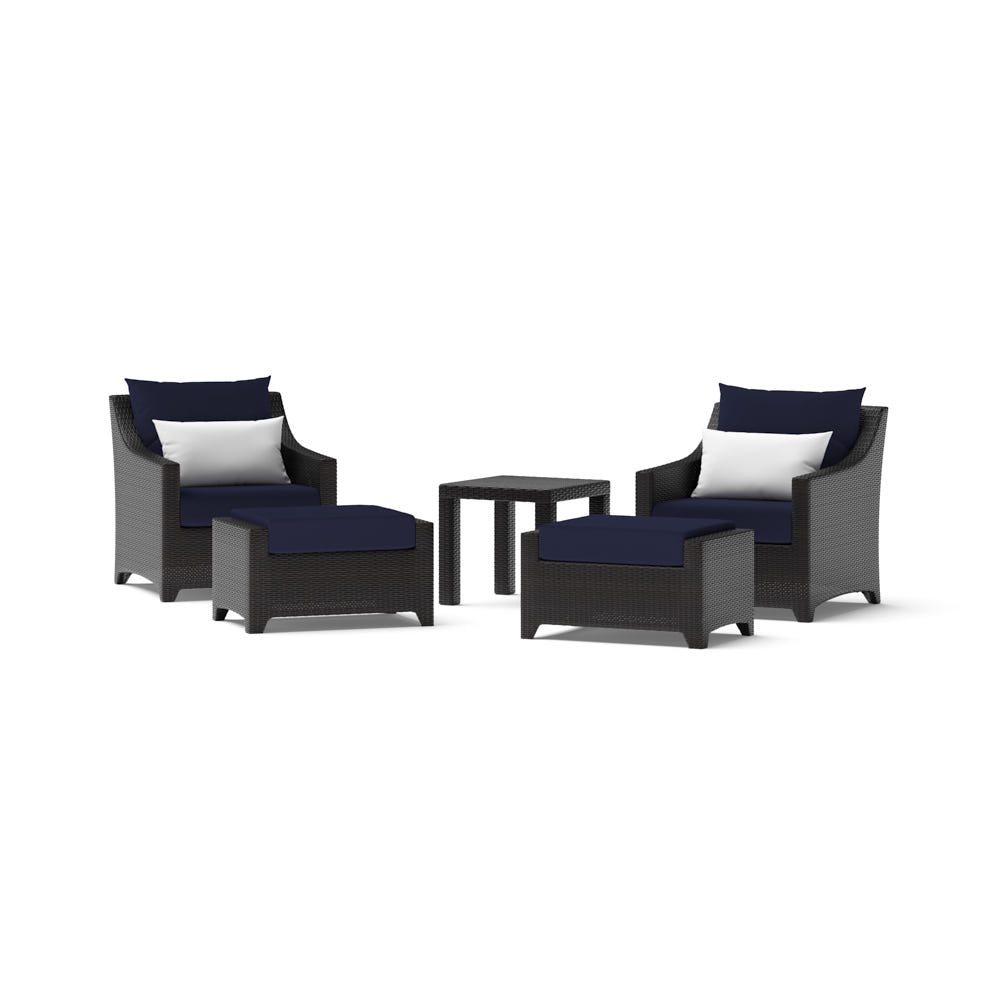 Deco™ 5 Piece Sunbrella® Outdoor Club Chair & Ottoman Set - Navy Blue