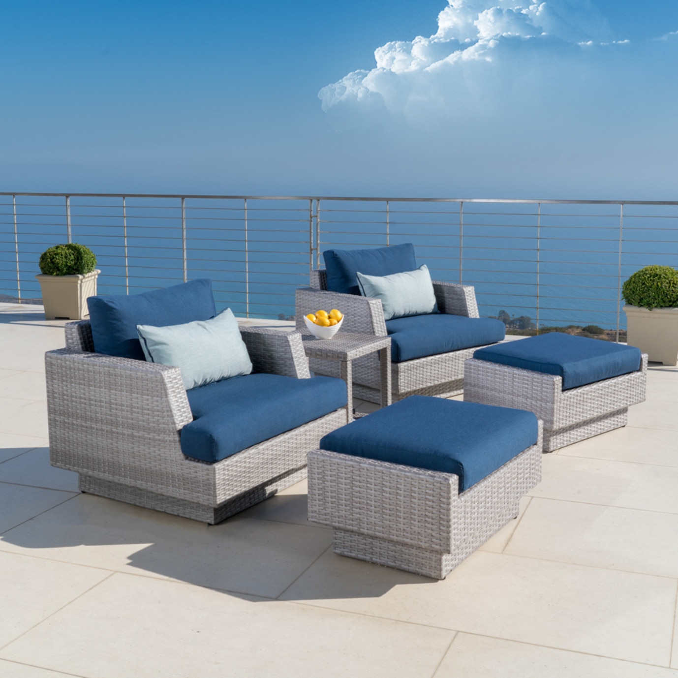 Portofino Comfort 5pc Club Chair Set Laguna Blue Rst Brands Portofino Comfort 5pc Club Chair Set Laguna Blue