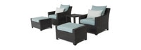 Deco™ 5 Piece Sunbrella® Outdoor Club Chair & Ottoman Set - Spa Blue