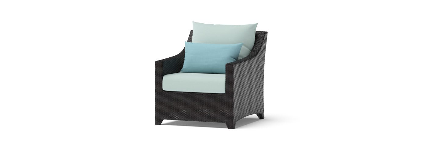 Deco™ 5 Piece Sunbrella® Outdoor Club Chair & Ottoman Set - Spa Blue