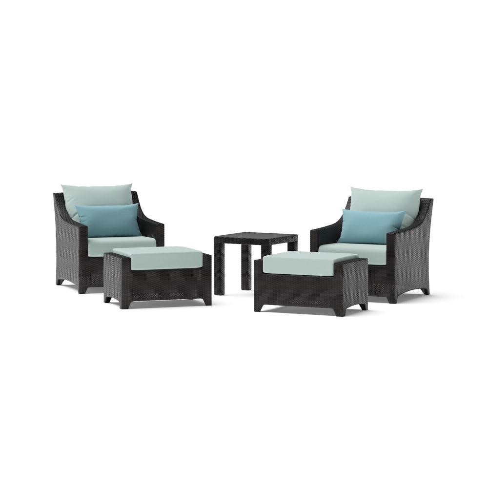 Deco™ 5 Piece Sunbrella® Outdoor Club Chair & Ottoman Set - Spa Blue