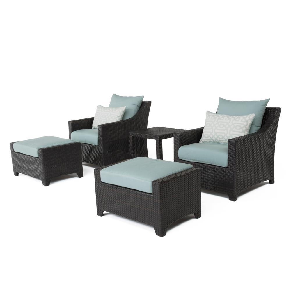 Deco™ 5 Piece Sunbrella® Outdoor Club Chair & Ottoman Set - Spa Blue