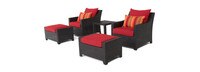 Deco™ 5 Piece Sunbrella® Outdoor Club Chair & Ottoman Set - Sunset Red