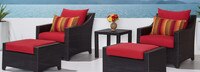 Deco™ 5 Piece Sunbrella® Outdoor Club Chair & Ottoman Set - Sunset Red