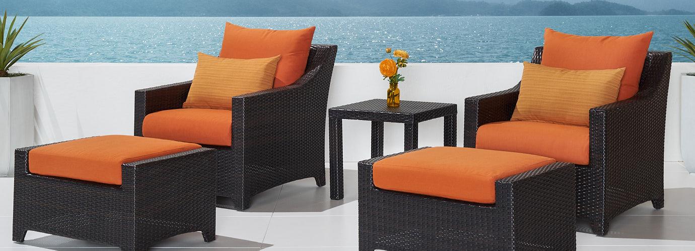Deco Sunbrella Outdoor Club Chair & Ottoman Set