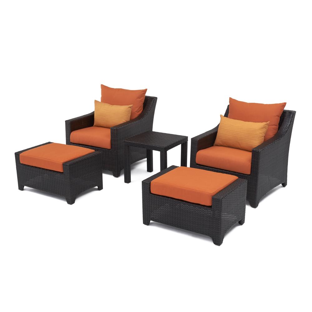 Deco™ 5 Piece Club Chair and Ottoman Set - Tikka Orange
