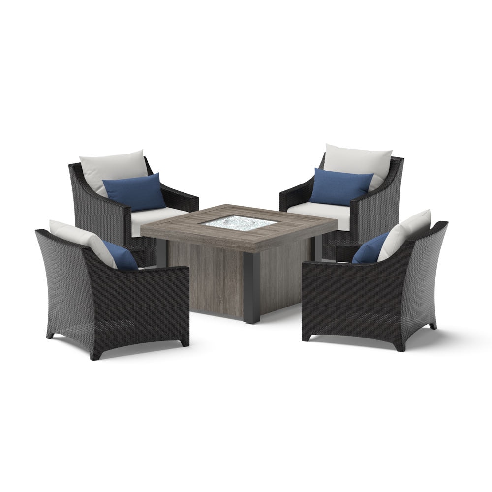 Deco™ 5 Piece Sunbrella® Outdoor Fire Chat Set - Bliss Ink