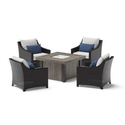 Deco™ 5 Piece Sunbrella® Outdoor Fire Chat Set - Bliss Ink