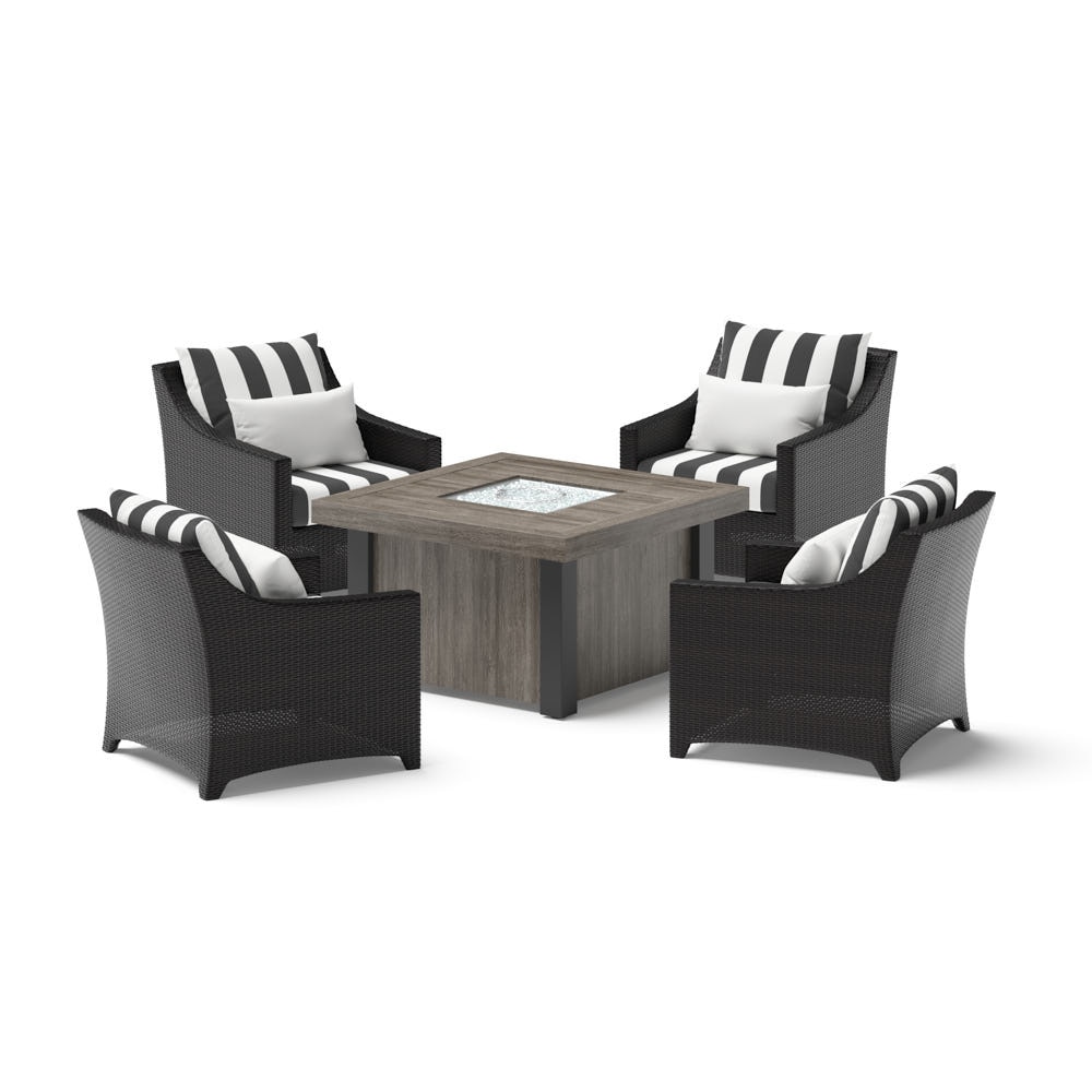 Deco™ 5 Piece Sunbrella® Outdoor Fire Chat Set - Canvas Cabana