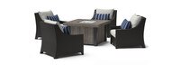 Deco™ 5 Piece Sunbrella® Outdoor Fire Chat Set - Centered Ink