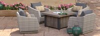 Cannes™ 5 Piece Sunbrella® Outdoor Fire Chat Set - Charcoal Grey