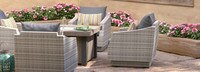 Cannes™ 5 Piece Sunbrella® Outdoor Fire Chat Set - Charcoal Grey