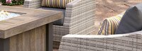 Cannes™ 5 Piece Sunbrella® Outdoor Fire Chat Set - Charcoal Grey