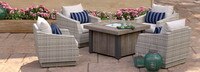 Cannes™ 5 Piece Sunbrella® Outdoor Fire Chat Set - Centered Ink