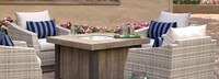 Cannes™ 5 Piece Sunbrella® Outdoor Fire Chat Set - Centered Ink