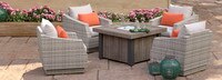 Cannes™ 5 Piece Sunbrella® Outdoor Fire Chat Set - Cast Coral