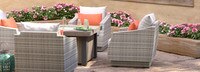 Cannes™ 5 Piece Sunbrella® Outdoor Fire Chat Set - Cast Coral