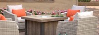 Cannes™ 5 Piece Sunbrella® Outdoor Fire Chat Set - Cast Coral